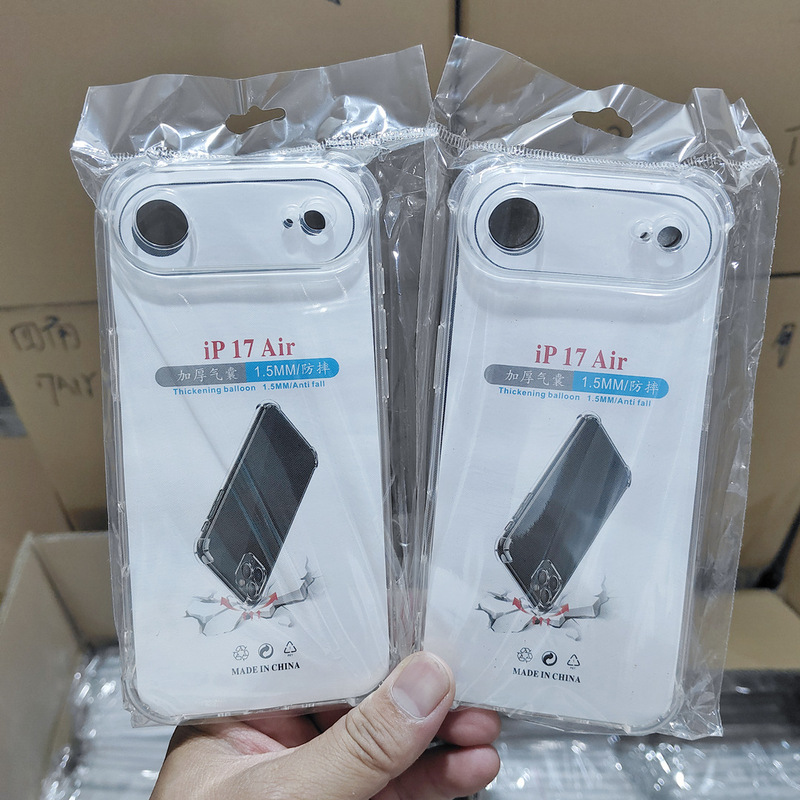 Suitable for iPhone Apple 17Air Four-Corner Airbag Anti-Fall Transparent Tpu Mobile Phone Case Fine Hole High Transparent Space Case