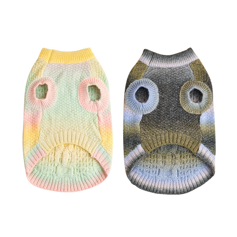 Wantalk Farbverlauf Regenbogen Bonbonfarbe Haustierpullover Herbst und Winter Pudel Teddy kleiner Hund warmer Pullover