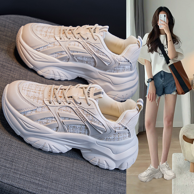 Breathable Thick-Soled American-Style Dad Shoes, Korean Version of the Chanel-Style Casual Sneakers for Women, Korean Version Women's Shoes, 2026 New Autumn Model Breathable Thick-Soled American-Style Dad Shoes, Korean Version of the Chanel-Style Casual Sneakers for Women, Korean Version Women's Shoes, 2026 New Autumn Model