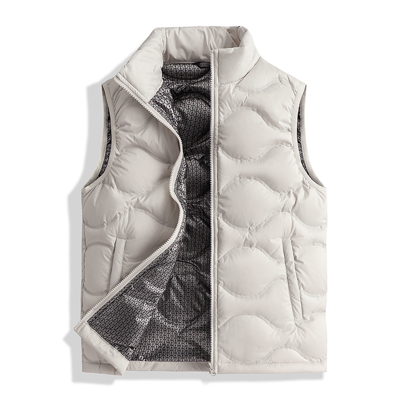 Chaleco de Plumas Ligero con Cuello Stand para Hombre de Poliéster Térmico para Uso Diario
