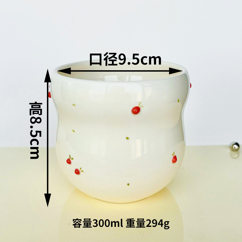 Nueva taza de fruta de mano de cerámica coreana, taza de calabaza de lunares de fruta tridimensional, hogar, simple moderno, dulce y lindo