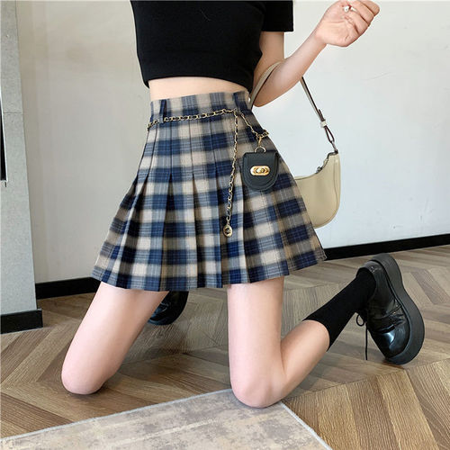 Jk uniforms grid plaid pleated skirt mini skirts model show women young girls college style hight waist lolita cosplay above knee skirt