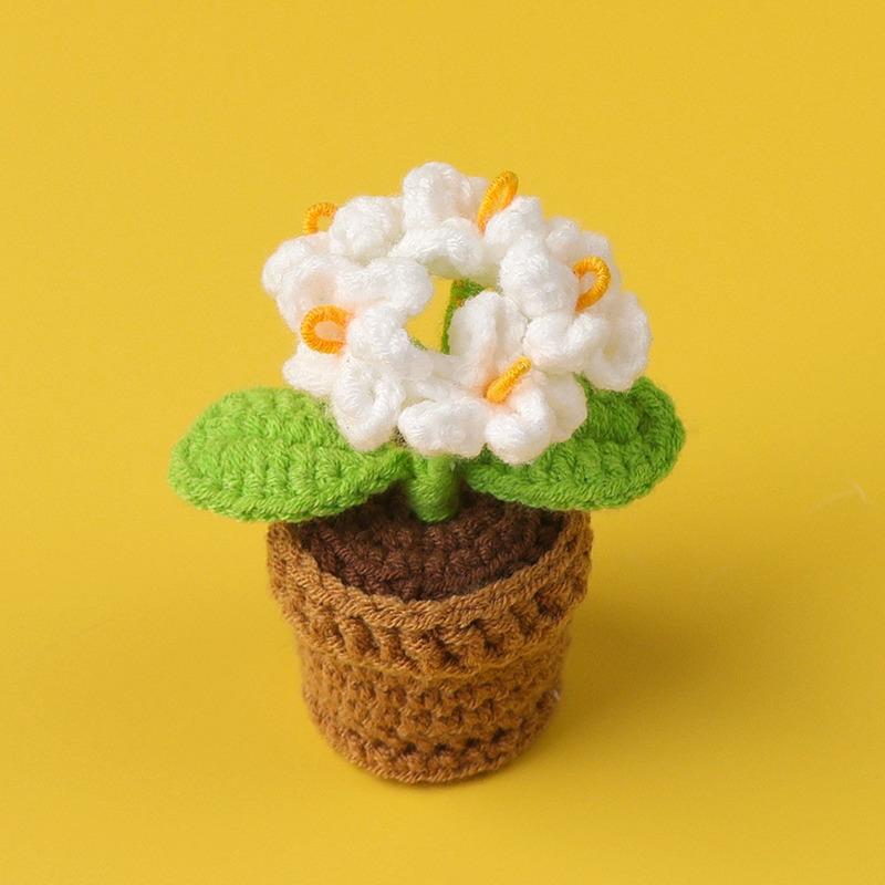 完成品クロスボーダー手作りウールかぎ針編み忘れなしひまわり模擬花鉢植えクリエイティブデスクトップ装飾品車の装飾造花|undefined