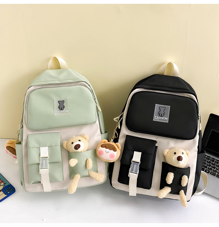 Zaini per bambini, nuovi zaini scolastici per studenti universitari, zaino per bambine con bambola e orso dei cartoni animati, zaino casual carino per donne_voghion.com