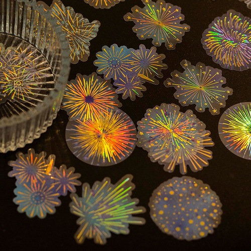 Beautiful Day Pet Stickers Fireworks Blossom Series Romantic Fireworks Theme Handbook Decorative Materials 20 Pieces