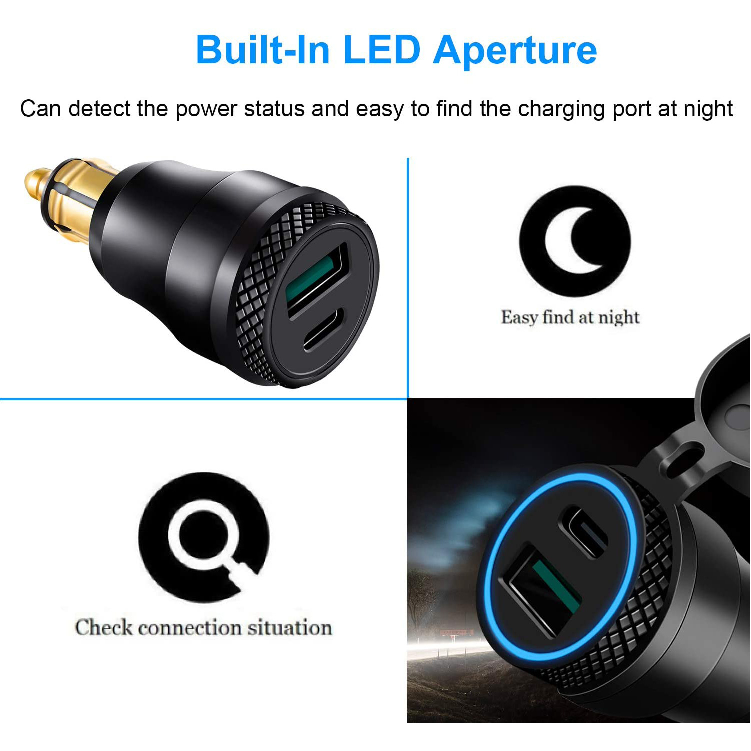 Aplicable al cargador europeo del coche de la motocicleta/al USB del cargador del coche de la motocicleta de Du Kai