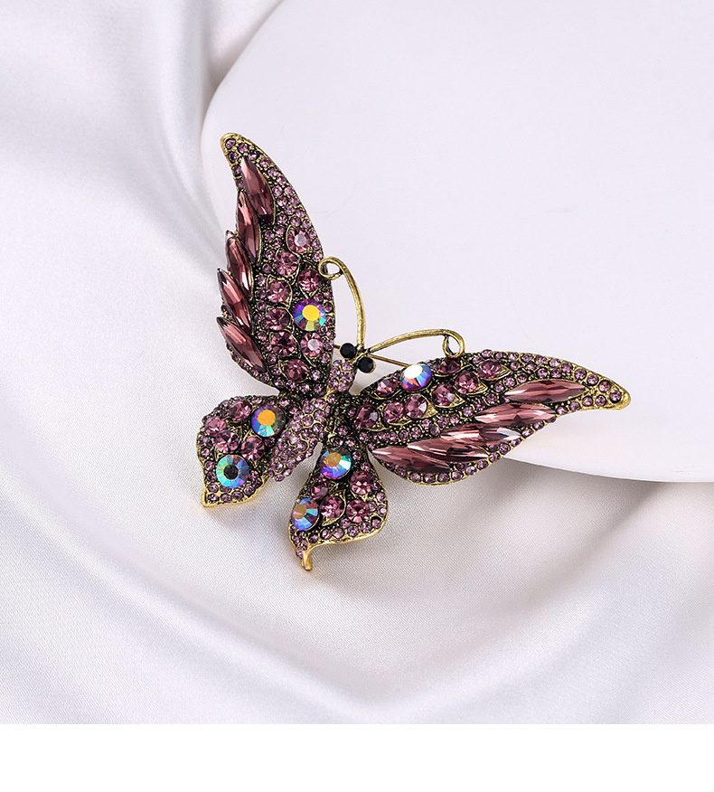 55g Weight Retro Pin Butterfly Alloy Inlay Rhinestones Women'S Brooches