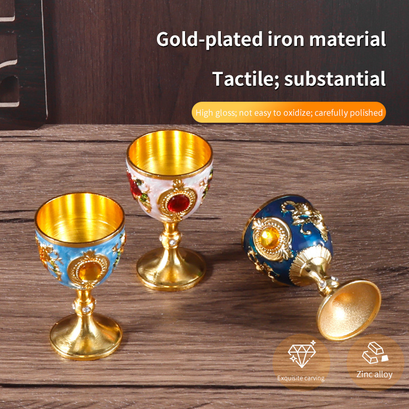 Manufacturer Wholesale Rose-Shaped Cup, Palace-Style European Light Luxury Metal Exquisite Red Wine Cup, Three-Dimensional Zinc Alloy Liquor Cup