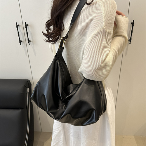 Large-capacity bag for women's 2025 new style simple all-matching atmosphere commuting bag soft leather retro single-shoulder cross-slung tote bag