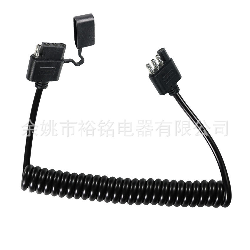 4针螺旋拖车灯延长电缆 拖车制动器和信号灯的防风雨螺旋线束