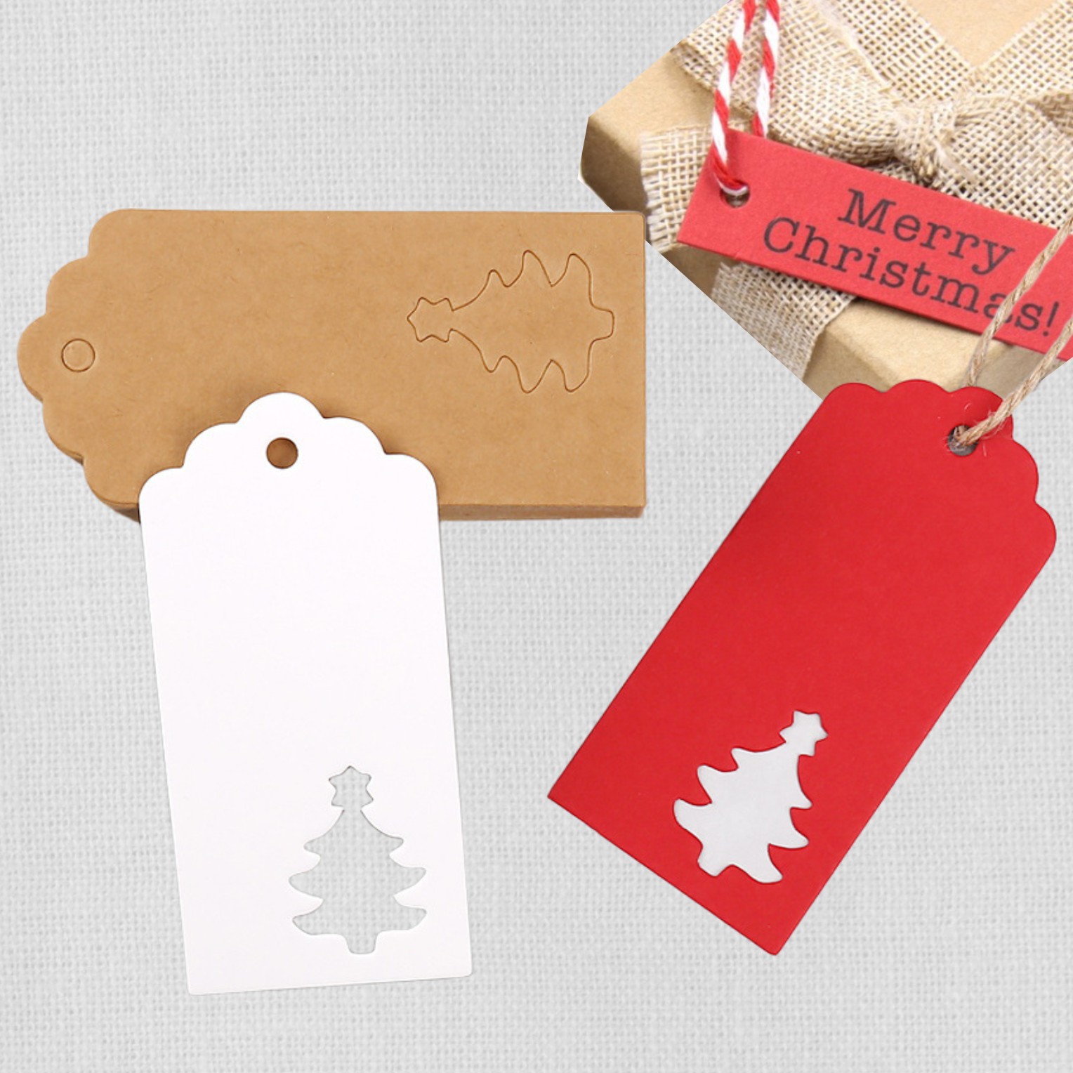 圣诞树波浪头驯鹿雪花圣诞节镂空手工礼物烘焙牛皮纸卡片吊牌标签