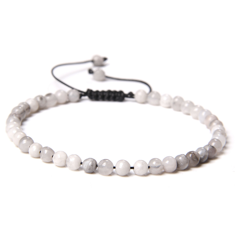 thumbnail image 1 of Explosivo 4 mm piedra de ágata natural pulsera tejida cuentas de piedra semipreciosa de las mujeres mini energía Pulsera joyería de moda ágata loca blanca de una pieza, 1 of 2