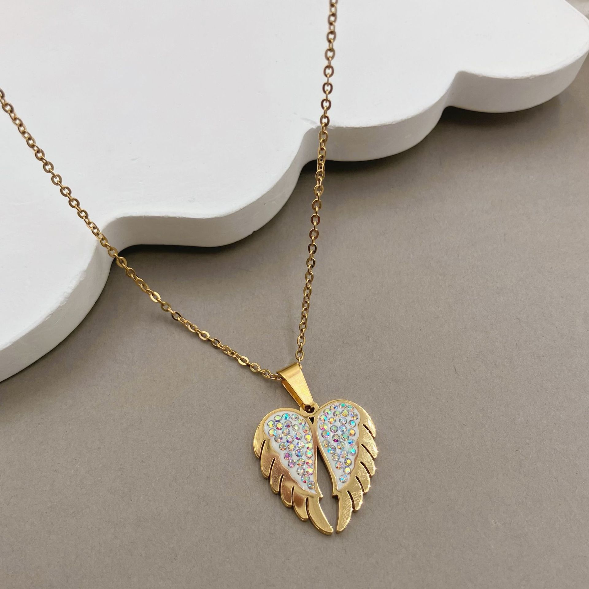 Fashion Heart Shape Stainless Steel Titanium Steel Plating Zircon Pendant Necklace 1 Piece