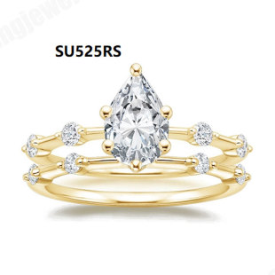 Niche High-End S925 Sterling Silver Inlaid Moissanite Set Ring 1 Carat Wedding Ring Accessible Luxury Stacking Ring 2024 Popular