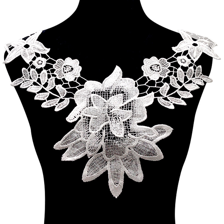 水溶蕾丝 刺绣 绣花 涤光丝 镂空 胸花 领花 假领子 DIY花边辅料