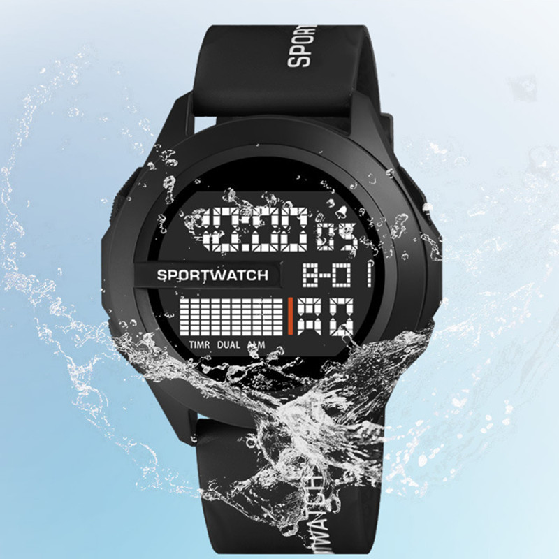 Comercio exterior nuevos hombres impermeable deportes reloj electrónico moda al aire libre multi-funcional hombres LED reloj digital