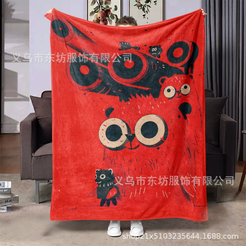 Простой креативный животный узор теплый и удобный фланелевый ковер универсальный