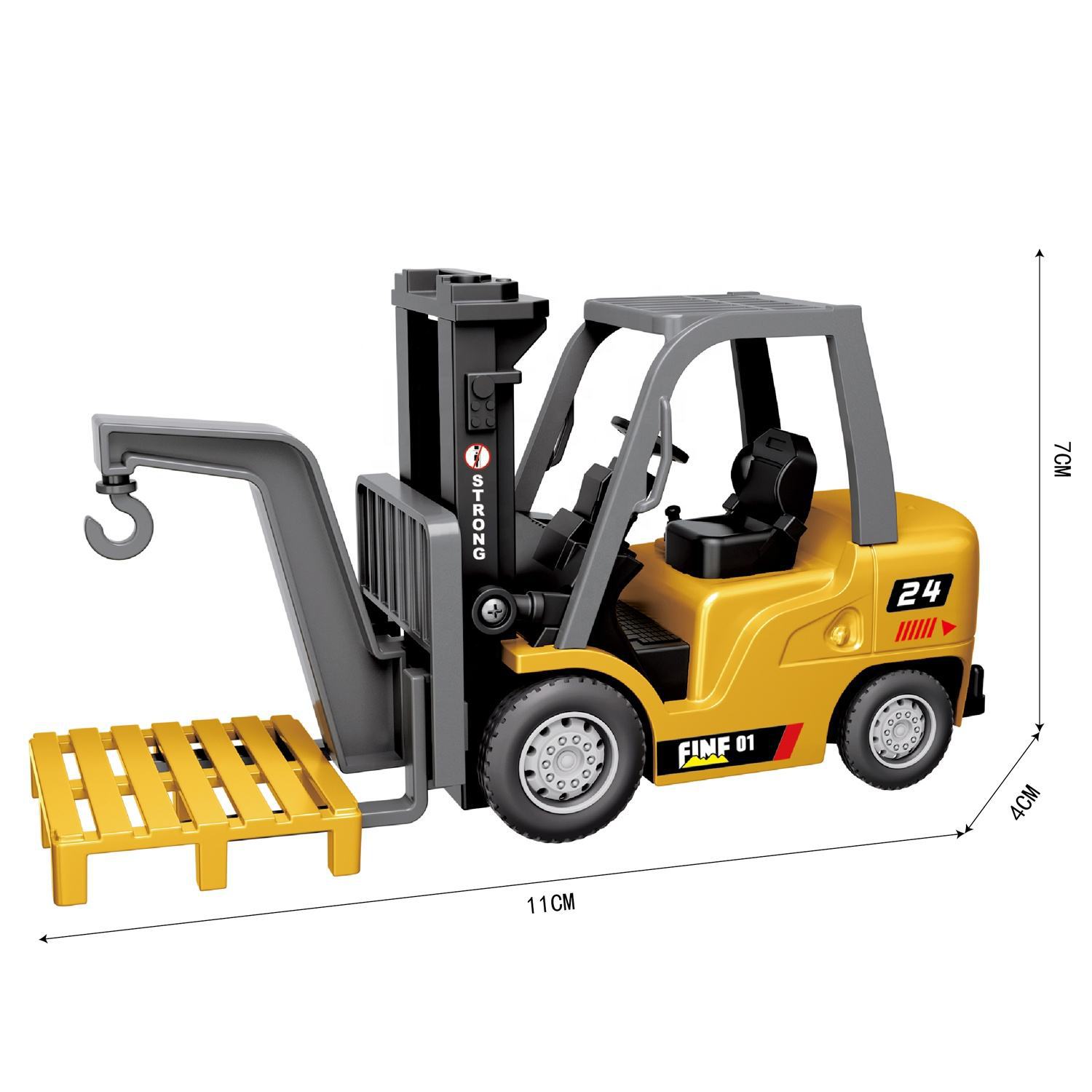 跨境1:64迷你遥控合金叉车玩具8通男孩桌面仿真工程车模型遥控车