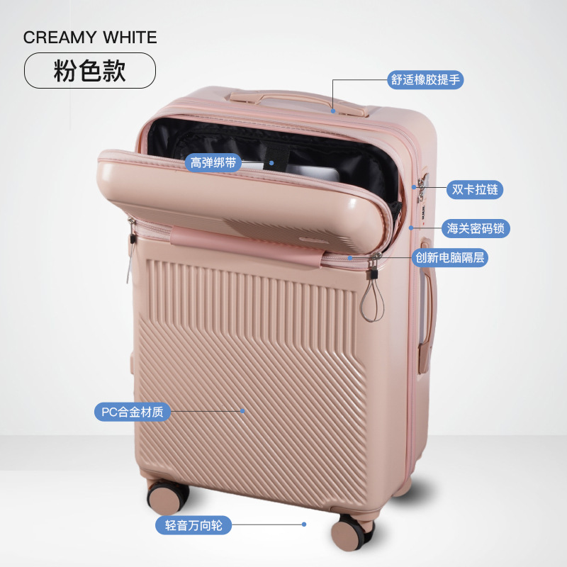 Importado multi-funcional equipaje nueva apertura frontal trolley caso trasero portavasos maleta negocio embarque caso hombres y mujeres