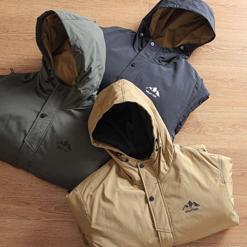 Men's Thickened Loose Casual Winter Cotton Jacket, Trendy Brand Workwear Hooded Cotton Coat