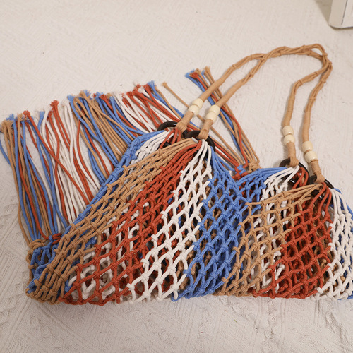 Amazon sourced long tassel cotton thread lace weave bag, ethnic grass woven bag, vacation beach bag, single-shoulder women's bag