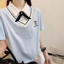 2730翻领款＋刺绣T恤女2026夏季韩系ins风简约时尚休闲T恤女短袖