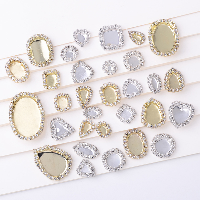 饰品DIY手作发饰发冠发圈底座几何爱心方块水滴手缝钻材料批发