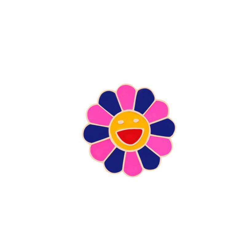 Collar sonriente colorido flores de sol collar broche de dibujos animados accesorios de abrigo anti-luz simple flores de pecho lindos broches