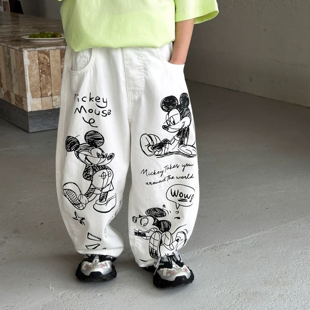 Boys' Pants Summer Thin 2025 New Children's Cartoon Graffiti Pure Cotton Long Pants Boys Summer Loose Anti-Mosquito Pants
