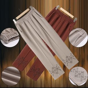 New Style Mom Pants Spring and Autumn Summer Thin Straight-Leg Middle-Aged Women's Pants Fashionable Grandma Spring Outfit