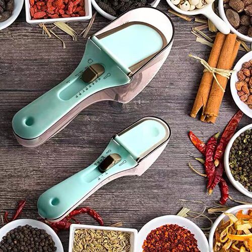 Measuring spoon 2 piece set measuring spoon adjustable measuring spoon kitchen tool plastic graduated measuring spoon adjustable measuring spoon set