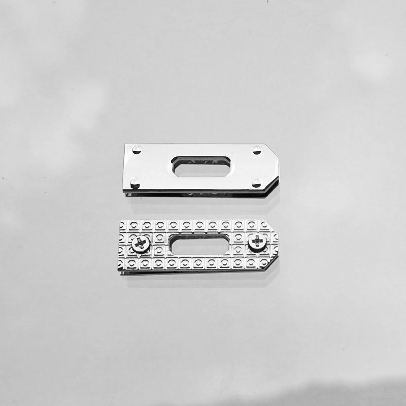 Accesorios metálicos rectangulares de placa de bloqueo doble D gancho de tornillo de bloqueo arco pequeño platino Kelly bolso de mujer tornillo de clavo