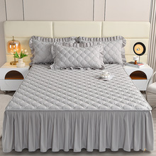 跨境席梦思床套保护套夹棉加厚亲肤磨毛床裙单件花边床罩床盖批发