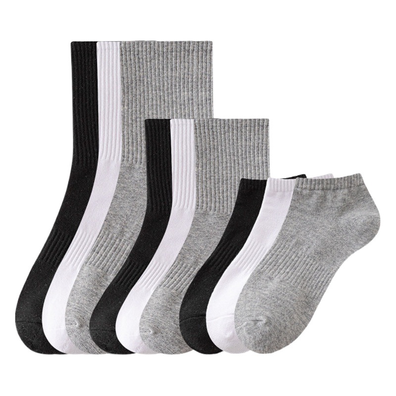 socks men's mid-calf socks autumn and winter men's waist high-top pure black white gray cotton sports socks Zhuji socks