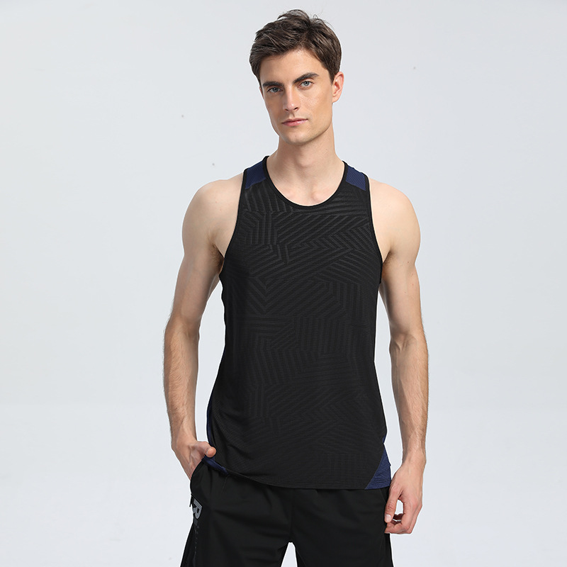 Deportes de los hombres de verano Chaleco de secado rápido sudor-absorbente transpirable correr fitness obstáculo cuello redondo sin mangas Delgado chaleco en stock