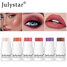 Julystar6色高光修容腮红 胭脂珠光腮红膏单色哑光腮红棒化妆品