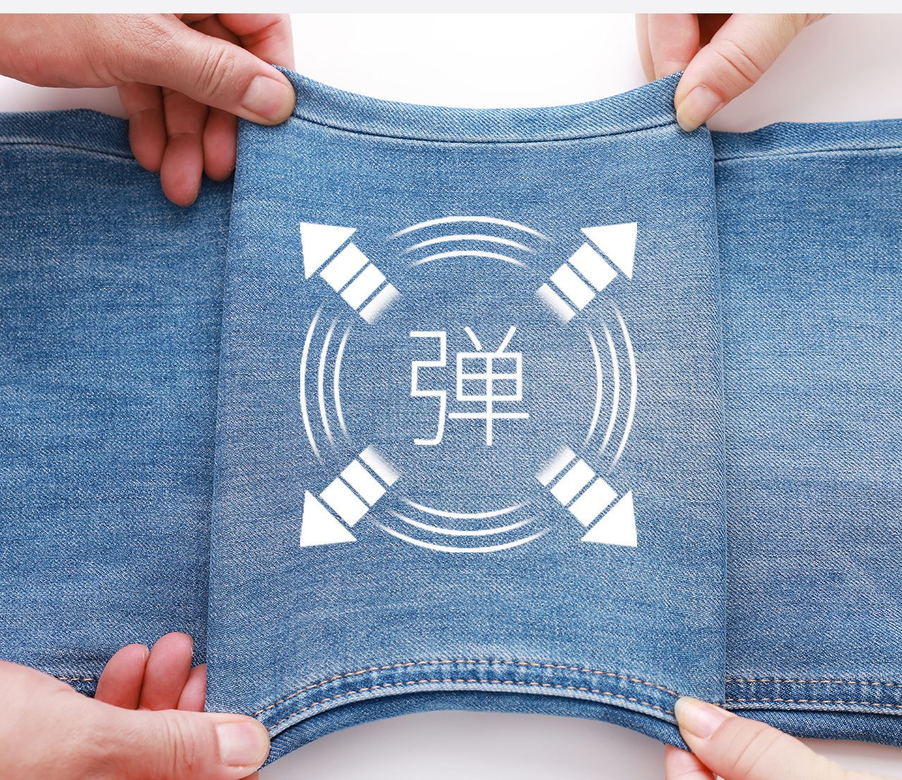 Quần jean nữ cạp cao ống suông vải cotton co giãn mềm mại — xanh lam chi tiết 15