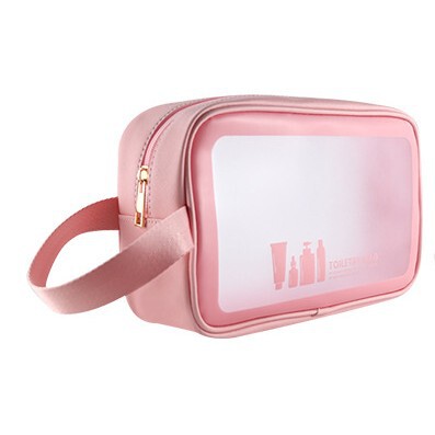 Large-Capacity Waterproof Transparent Makeup Brush Frosted Travel Cosmetic Bag Portable Hand-Held Storage Bag for Bathing and Swimming