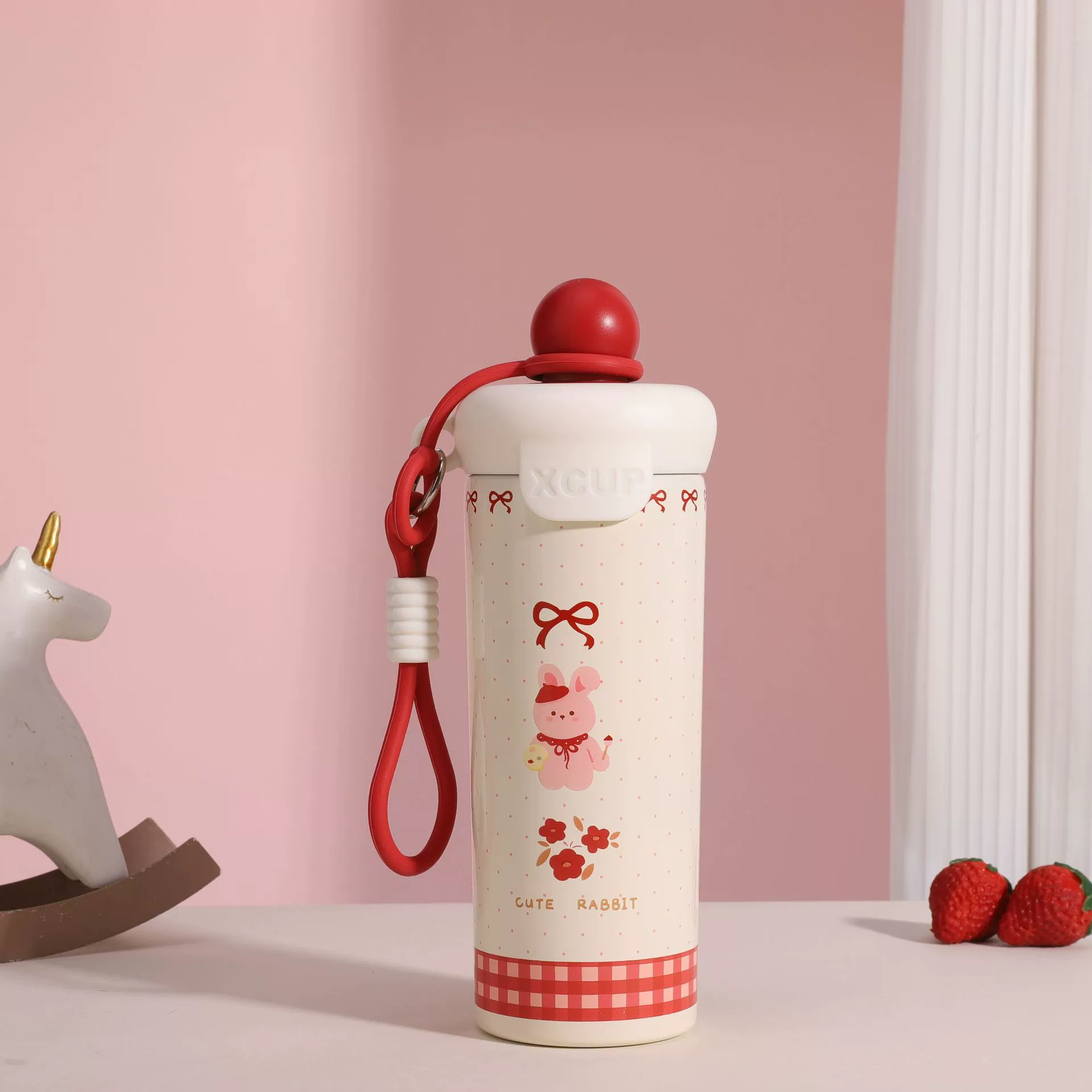 Glass stainless steel with glass, cartoon capacious teapot for elementary school students