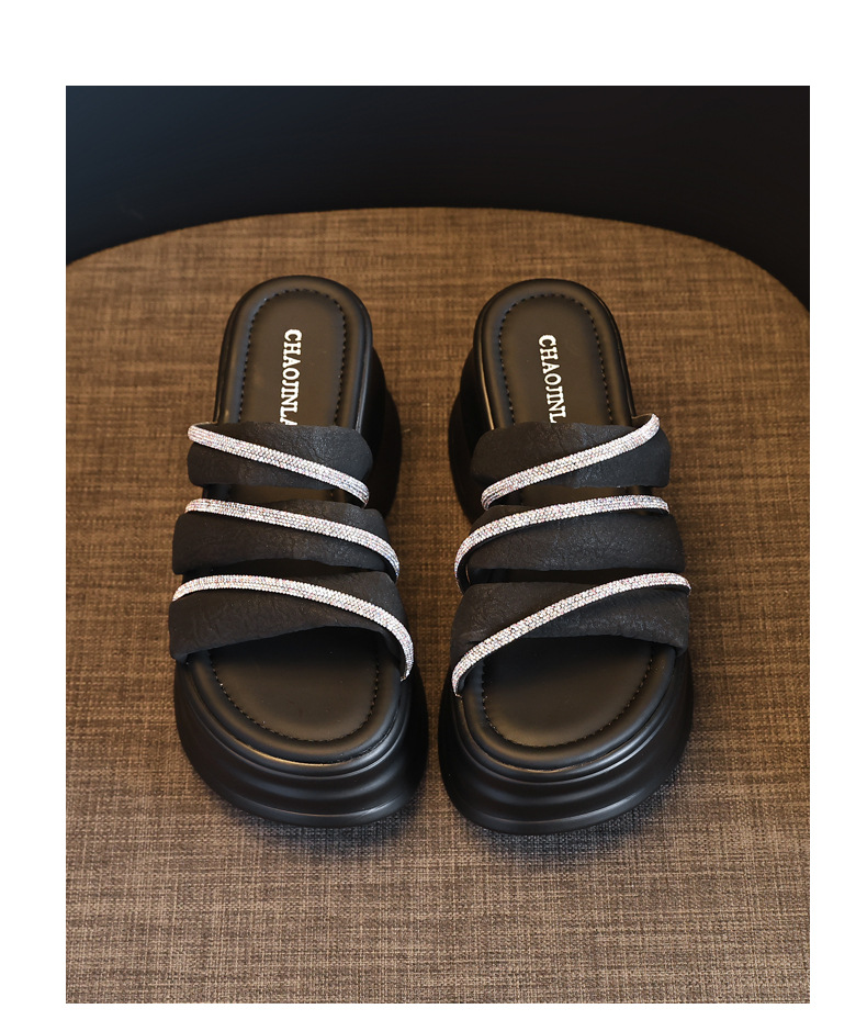 Dép sandal nữ xỏ ngón đế bệt đính đá thời trang HC9508-16 — Màu đen, Màu hồng chi tiết 19