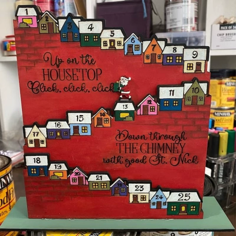 Трансграничный Новый Санта-Клаус замок календарь обратного отсчета Рождественские подарки Деревянный календарь украшения украшения