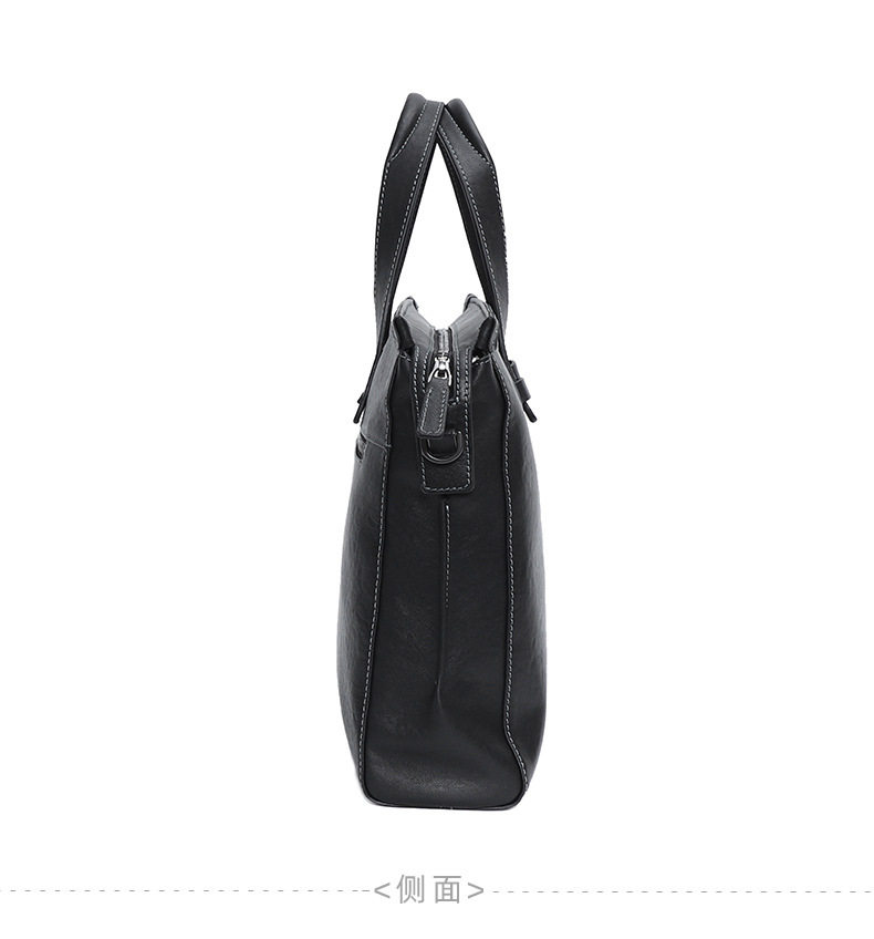 Túi xách tay nam da bò thật công sở đựng tài liệu laptop dung tích lớn 38×11×26 cm — Màu đen da thực vật chi tiết 16