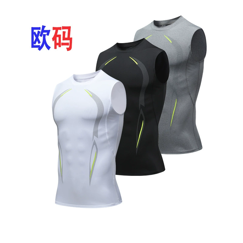 Летний мужской дышащий жилет для фитнеса, европейский размер, быстросохнущая одежда, мужской спортивный модный облегающий жилет