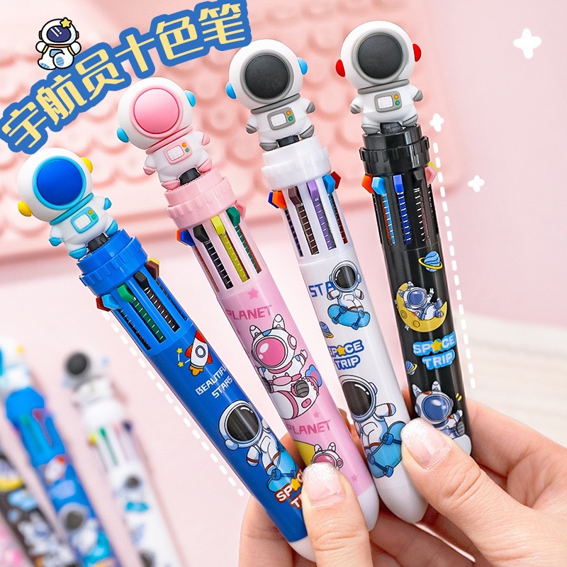 Creative Ten Colors Astronaut Ballpoint Pen, Multicolor Student Journal Pen, Children's High-Quality Stationery Prize Highlight