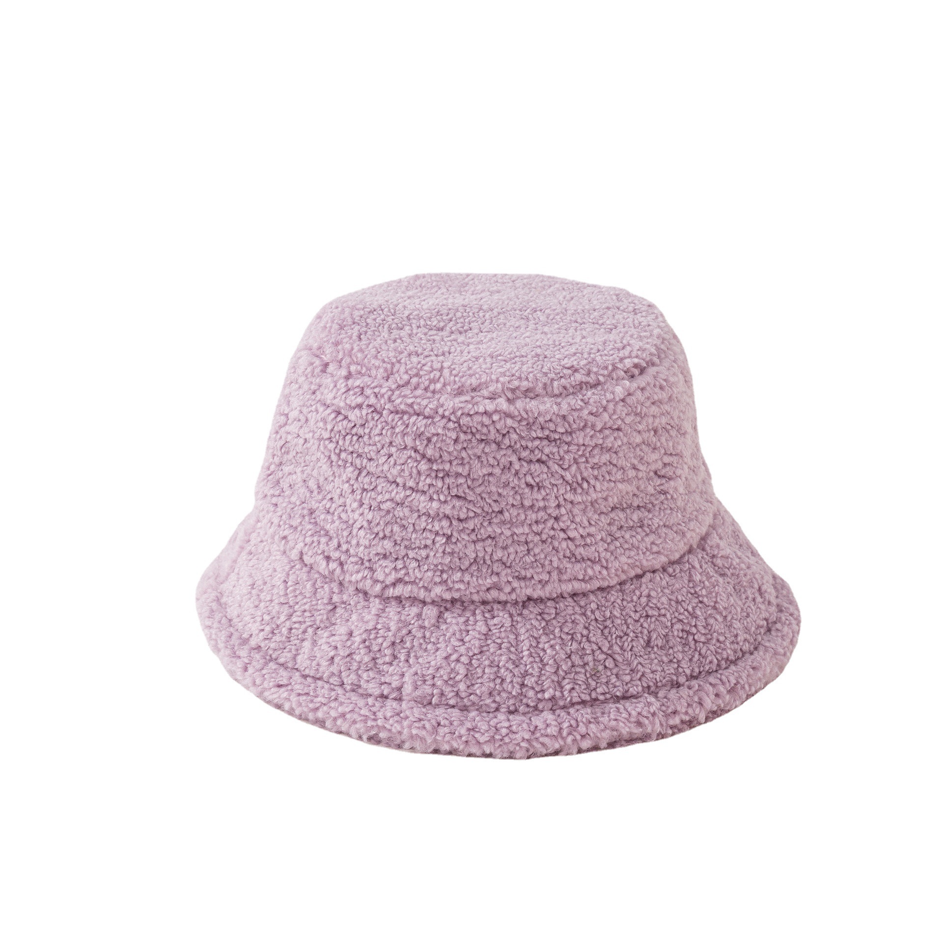 Sombrero de pescador de lana de cordero de color sólido para hombres y mujeres otoño e invierno nuevo cálido sombrero de cuenca engrosada gran circunferencia de la cabeza sombrero simple de todo fósforo