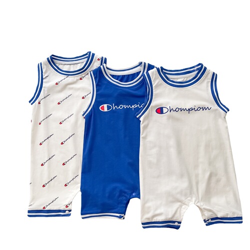 Instagram influencer basketball hoodie summer new soccer crawler suit one-piece suit for boys and girls babies hoodie backless diaper cover