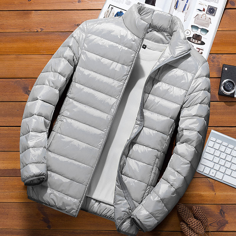 2023 nueva chaqueta de algodón de lana ligera de invierno para hombre chaqueta delgada coreana de cuello alto corta chaqueta de talla grande