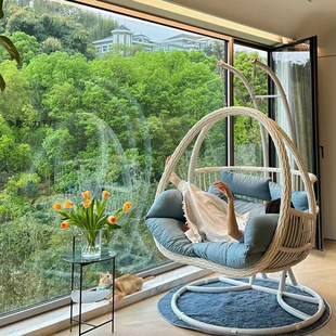 Hanging Basket Chair Indoor Swing Balcony Double Rattan Rocking Chair Bird's Nest Hanging Chair Courtyard Outdoor Leisure Home Adult