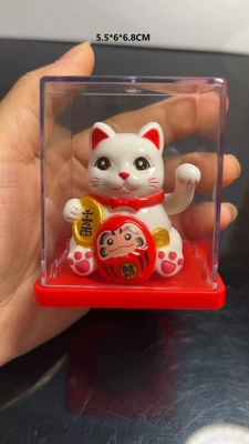 Wholesale 2inch Waving Hand Bring in Wealth and Treasure Cat Solar Bring in Wealth and Treasure Cat Car Ornament New Year Gift Cake Decoration (Car ornaments) - 25inch-668cm-8011-white-2inch-qian-duoduo-lucky-cat