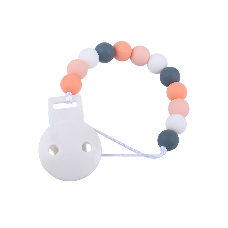 Amazon nuevo bebé suministros bebé calmante cuentas de silicona pezón cadena anti-caída bebé Juguete plástico chupete clip